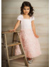 A-line Straight Neck Rosette Ankle Length Flower Girl Dress With Beaded Sash